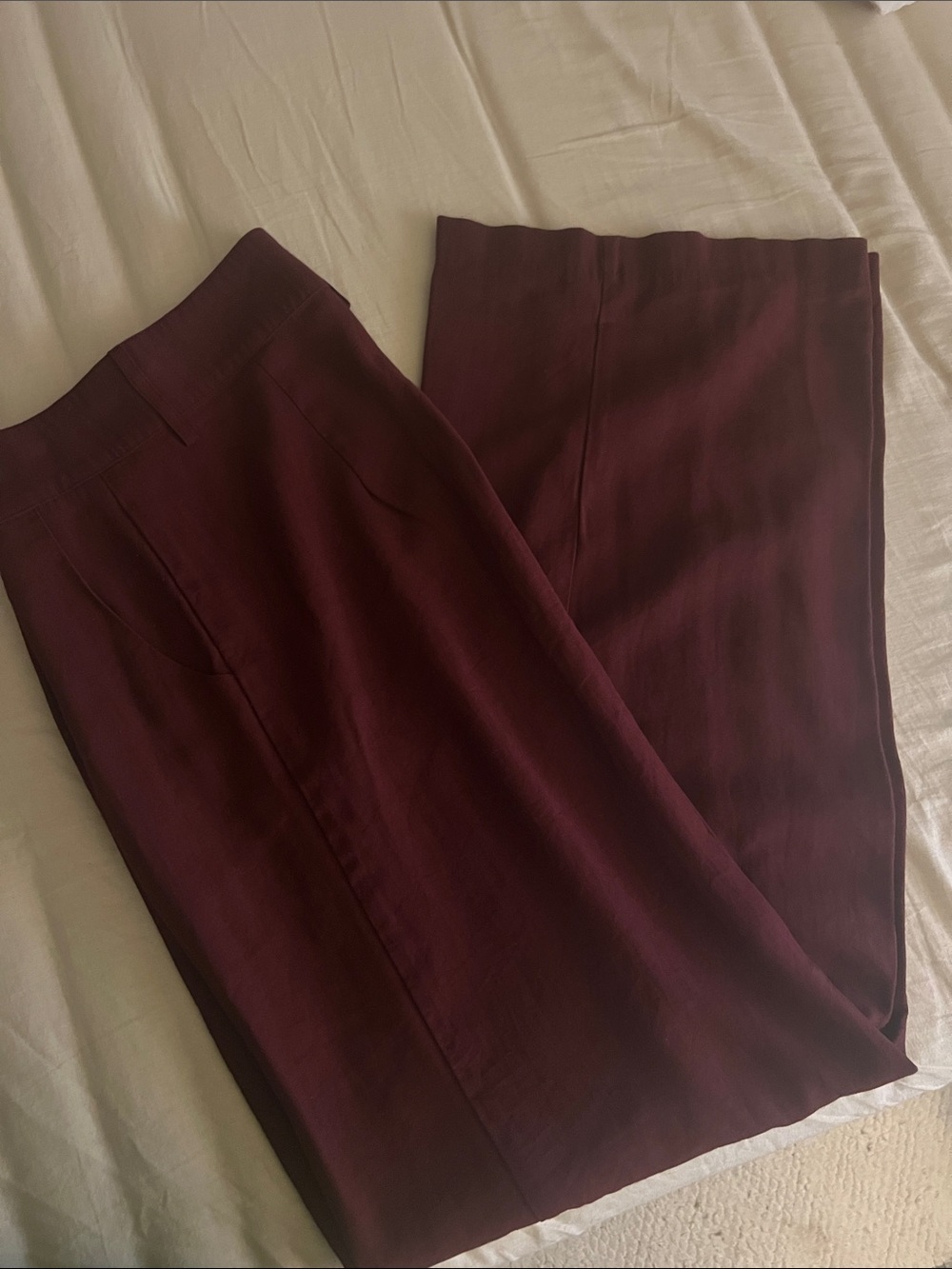 Blue Rain Wide Leg Pants in Burgundy